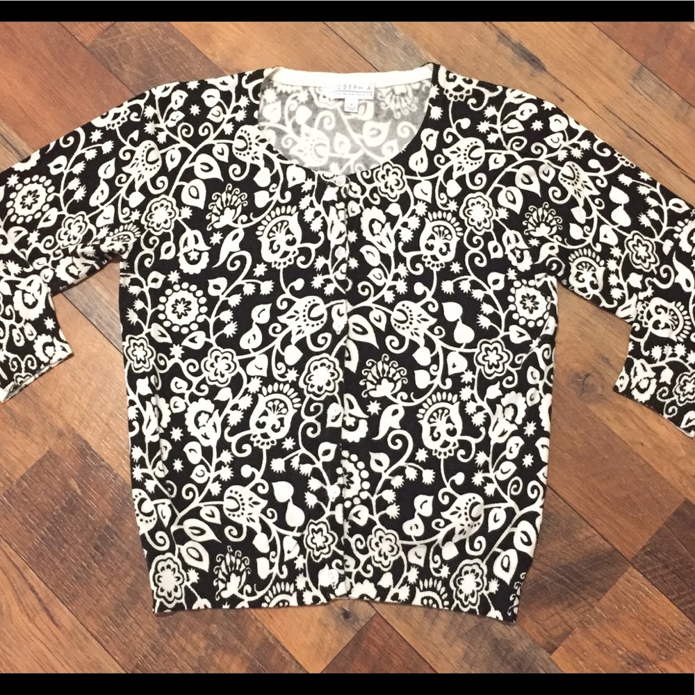 Black and White Cardigan Sweater M